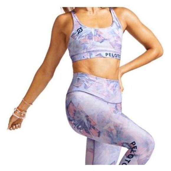 NWT PELOTON SPORT BRA WOMENS SIZE SMALL FLORAL 2K STRAPPY PURPLE PINK - Picture 1 of 7